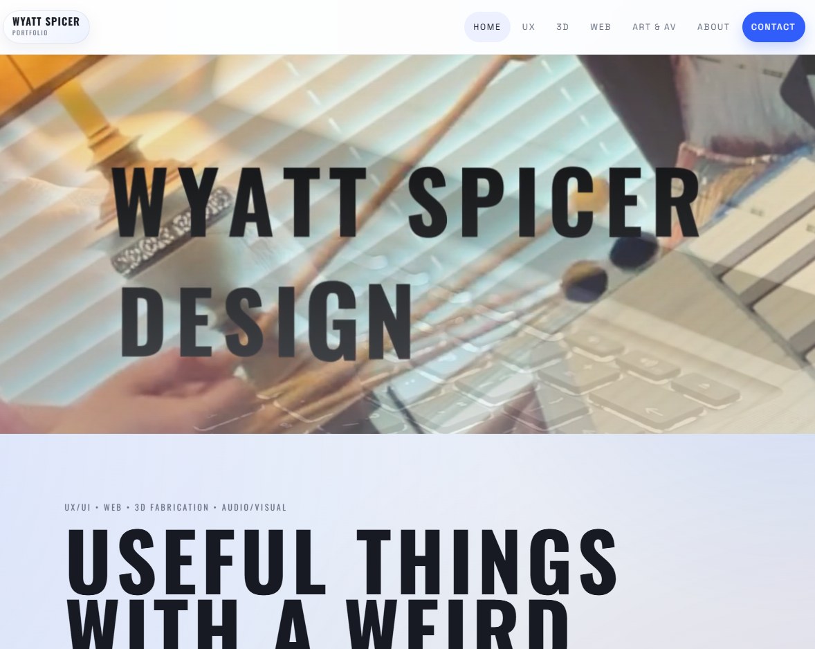 Wyatt Spicer portfolio homepage preview